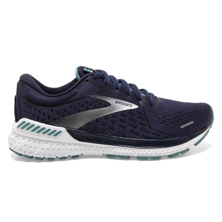 Brooks ADRENALINE GTS 21 Road Running Shoes Womens Outlet - Peacoat/Teal/Silver (IFA295403)